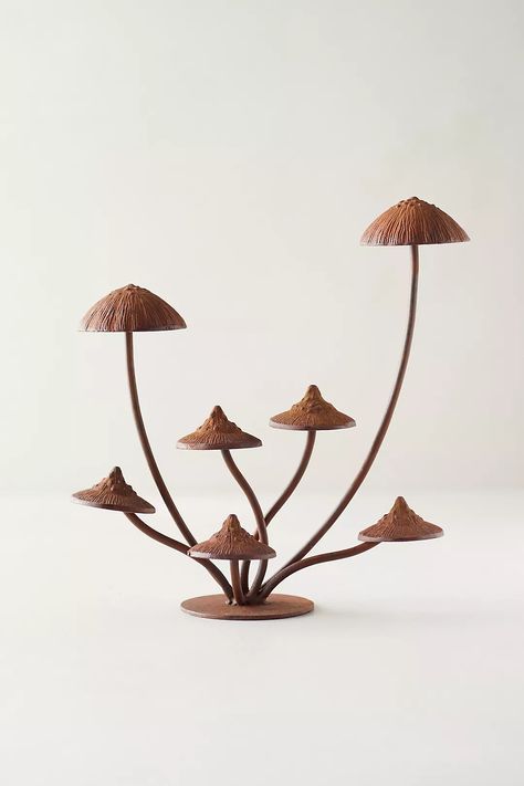 Iron Mushroom Tabletop Decor | Anthropologie Glass Cloche, Mushroom Decor, Tabletop Decor, Mushroom Art, Creative Living, Hand Poured Candle, Tray Table, Table Accessories, Faux Plants