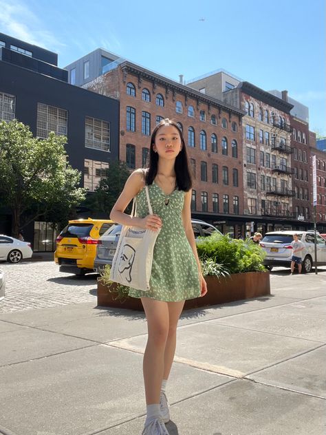 #summer #outfits #summerdress #dresses #green #tote #pacsun Dress Outfit Aesthetic, Green Sun Dress, Sun Dress Outfit, Green Tote, Dresses Green, Outfit Aesthetic, Sun Dress, Dress Outfit, Outfits Aesthetic