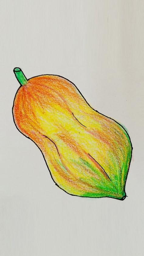 how to draw papaya easy step by step Papaya Tree Drawing, Papaya Drawing Simple, Papaya Drawing For Kids, Papaya Drawing, Papaya Tree Illustration, Watercolor Papaya, Papaya Painting, Drawing Fruits, Papaya Art Print