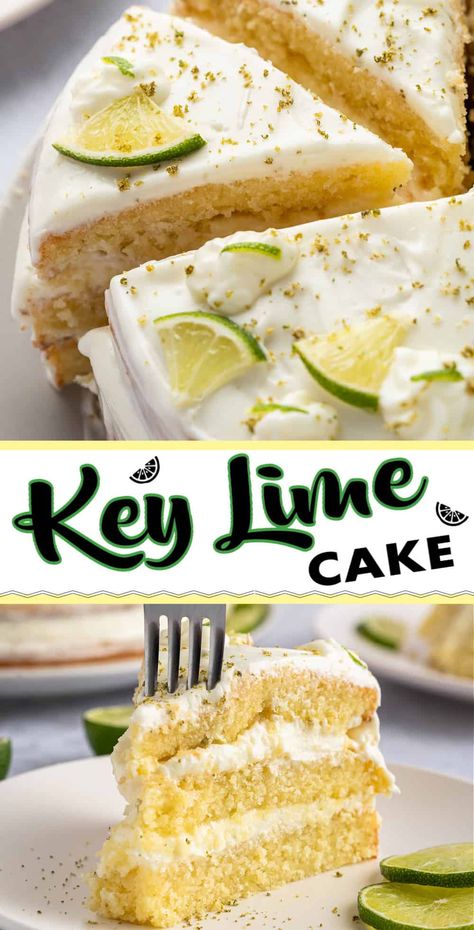 Treat yourself to a slice of paradise with our irresistible key lime cake recipe. Light and fluffy, and the perfect balance of sweet and tart, it's topped with a mouthwatering key lime cream cheese frosting. Lime Baking Recipes, Keylime Cake Recipe, Key Lime Eclair Cake, Lime Pudding Recipes, Key Lime Bars Recipe, Key Lime Cream Cheese Frosting, Lime Cream Cheese Frosting, Key Lime Bundt Cake, Key Lime Pie Cake