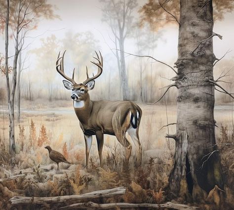 Hunting Artwork, Deer Paintings, Deer Pics, Hunting Wallpaper, Whitetail Deer Pictures, Deer Head Silhouette, A Brand New Day, Deer Artwork, Deer Wallpaper