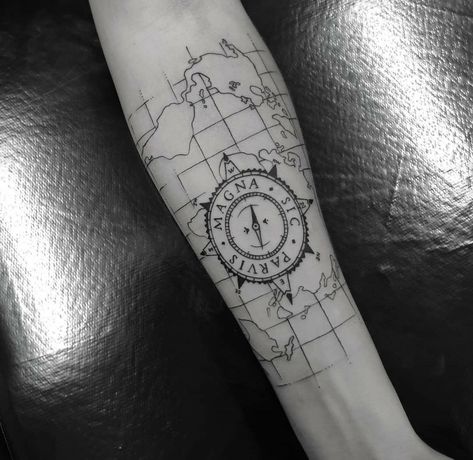 Uncharted 4 Tattoo, Adventure Tattoo Men, Uncharted Tattoo, Compass And Map Tattoo, Map Tattoo, Adventure Tattoo, Microphone Icon, Map Tattoos, Uncharted 4