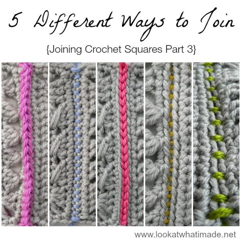 5 Different Ways To Join Crochet Squares Joining Crochet Squares Part 3: 5 Different Ways to Join Crochet Squares Join Crochet Squares, Joining Crochet, Joining Crochet Squares, Joining Granny Squares, Granny Square Häkelanleitung, Crochet Blocks, Crochet Afghans, Granny Squares Pattern, Granny Square Crochet Pattern