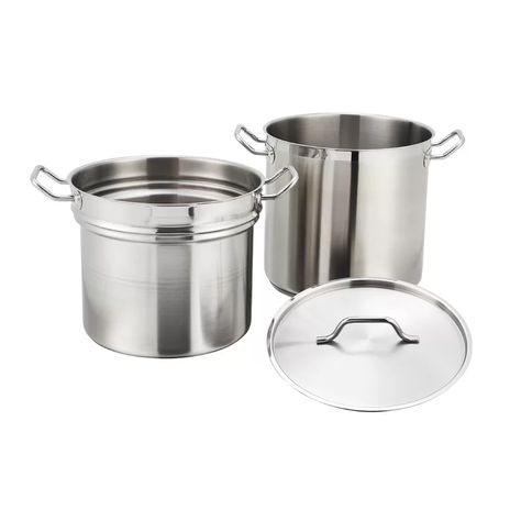 Winco Alu Double Boiler with Lid | Wayfair Double Boilers, Sauce Pans, Home Brewing Equipment, Stainless Steel Stove, Brewing Equipment, Double Boiler, Professional Kitchen, Restaurant Kitchen, Hospitality Industry