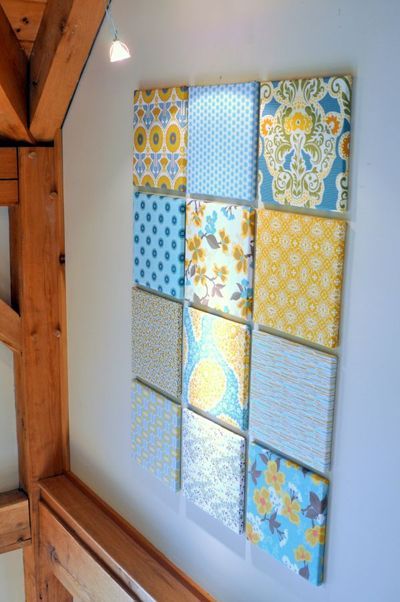 Fabric Covered Canvas, Cuadros Diy, Fabric Wall Art, Décor Diy, Fabric Wall, Interior Ideas, Diy Wall Art, Decorative Wall, Sewing Room