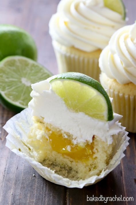 Margarita cupcakes with fresh lime curd filling and tequila-lime buttercream frosting recipe from @bakedbyrachel Lemon Crumb Muffins, Strawberry Margarita Cupcakes, Lime Buttercream, Margarita Cupcakes, Homemade Margaritas, Boozy Cupcakes, Lime Curd, Curd Filling, Crumb Muffins