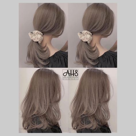 Smoky Beige Hair Color, Creamy Beige Brown Hair, Smoky Hair Color, Milky Beige Hair Color, Smoky Beige Hair, Milk Tea Beige Hair Color Korean, Milky Brown Hair Korean, Beige Hair, Bald Hair