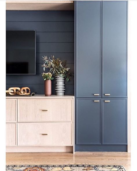 Slim Shaker Cabinet, Boho Vanity, Maximize Small Space, Hill Interiors, Design Blogs, Blue Cabinets, Vanity Decor, Portland Maine, Home Remodel