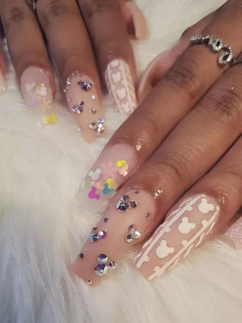 Disney World Nails, Disney Themed Nails, Disney Nail Art, Disneyland Nails, Mickey Mouse Nails, Disney Inspired Nails, Disney Acrylic Nails, Minnie Mouse Nails, Mickey Nails