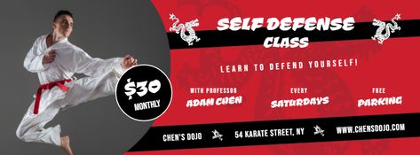 Martial arts and self-defense class deals Facebook banner template Self Defense Martial Arts, Self Defense Women, Self Defense Tips, Self Defence, Facebook Cover Photo, Karate Martial Arts, Self Defense Keychain, Self Defense Techniques, Pencak Silat