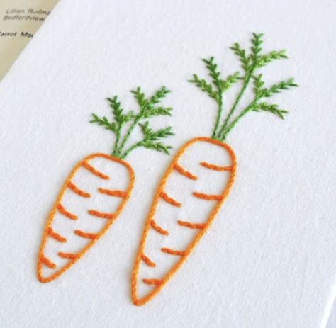 Embroidered Carrot, Carrot Drawing, Fruit Coloring, Baby Dress Embroidery, Knitting Hacks, Disney Frozen Elsa Art, Fruit Coloring Pages, Textile Art Embroidery, Basic Stitches