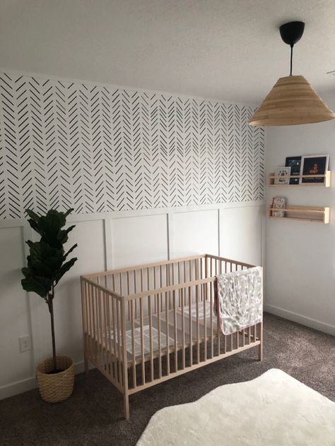 Neutral Board And Batten Wall Nursery, Cheap And Easy Accent Wall, Toddler Boy Accent Wall Bedroom Ideas, Two Toned Accent Wall, Waynes Coating Nursery Wall, Half Accent Wall Nursery, Toddler Boy Room Accent Wall, Boy Nursery Accent Wall Ideas, Easy Nursery Accent Wall