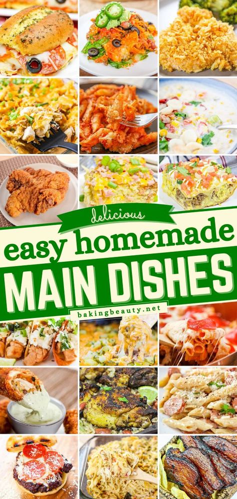 Easy Main Dishes, dinner idea, easy main dishes Homemade Dinners From Scratch, Main Food Dish, Homestead Dinner Recipes, Dinner Recipes From Scratch, Easy Homemade Meals, American Cuisine Recipes, Easy Suppers, 3 Ingredient Dinners, Easy Fast Dinner Recipes