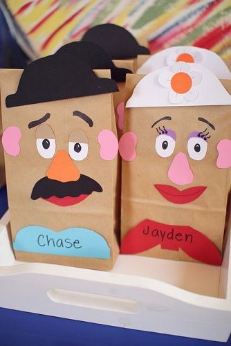 9 Best Preschool Craft Ideas And Activities For Kids Mr And Mrs Potato Head, Disney Crafts For Kids, Toy Story Crafts, Disney Activities, Mrs Potato Head, Paper Bag Crafts, Toy Story Theme, Paper Bag Puppets, Summer Camp Crafts