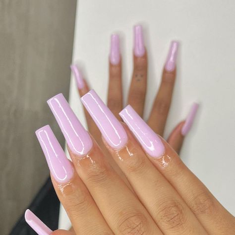 Easy Light Pink Nail Designs, Acrylic Nail Powder Colors, Medium Nude Acrylic Nails, Plain Color Nails Acrylic, Long Acrylic Nails Solid Color, Long Basic Nails, Solid Color Acrylics, Pink Powder Acrylic Nails, Pink Glossy Nails