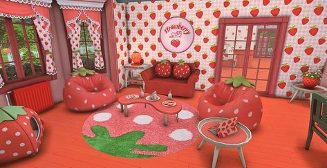 Strawberry Shortcake House, Strawberry House, Sims Memes, Kawaii Strawberry, Sims Packs, Strawberry Decorations, Casas The Sims 4, Shabby Chic Room, Sims 4 Cc Packs