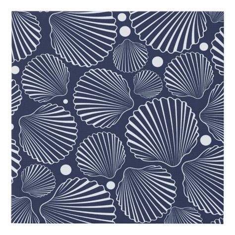 Sea seamless pattern with blue shells. Summer back Faux Canvas Print Size: 10 x 10. Gender: unisex. Age Group: adult. Lino Print Repeat Pattern, Shell Pattern Design, Beach Pattern Illustration, Costal Pattern, Sea Pattern Illustration, Ocean Mugs, Fish Pattern Design, Beach Moodboard, Sea Coral Prints