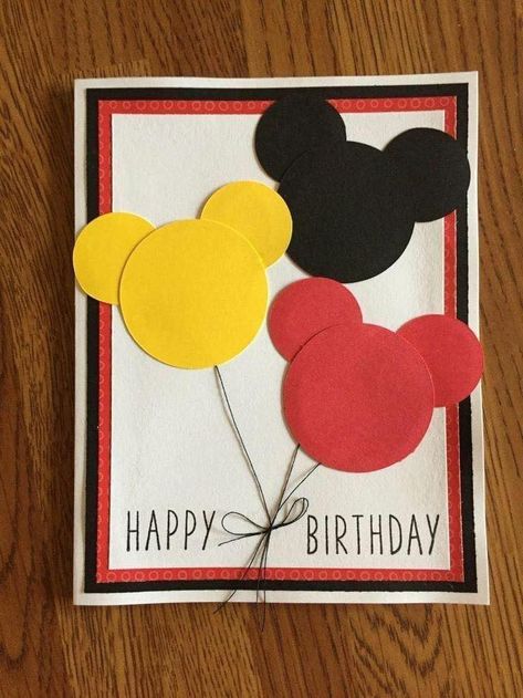 Simple and Easy Paper Card Ideas . - Craft Activities for Kids | Facebook Mickey Mouse Diy, Mouse Diy, Balloons Happy Birthday, Mickey Mouse Balloons, Writing Cards, Fab 5, Birthday Card Drawing, Birthday Card Craft, Golden Books