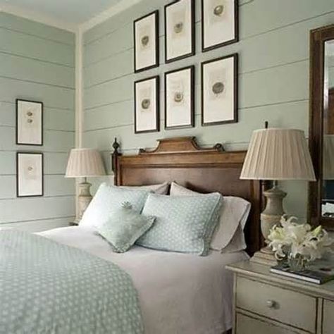 "Cucumber" paint by Benjamin Moore.  Love it Peaceful Bedroom, Nautical Bedroom, Coastal Bedrooms, Coastal Bedroom, Bedroom Paint Colors, Bedroom Green, Bedroom Paint, Bedroom Themes, Beautiful Bedrooms