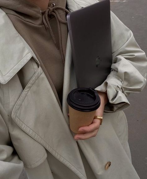 A Woman, Laptop, Coffee