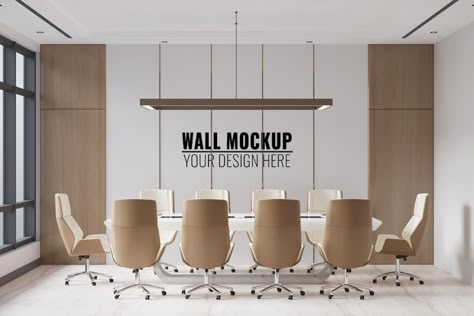 Free PSD | Interior modern office meeting room wall mockup Meeting Room Design Creative, Modern Office Meeting Room, Office Meeting Room Interior, Meeting Room Design Office, Hotel Conference Rooms, Conference Room Design, Meeting Room Design, Office Wall Design, Conference Room Chairs