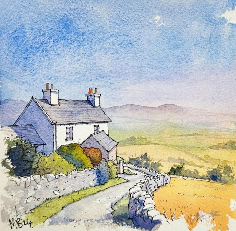 Rhossili Bay, Uk Landscapes, Glen Coe, Line And Wash, Watercolor Art Landscape, Watercolor House, Pen And Wash, Irish Cottage, Urban Sketch