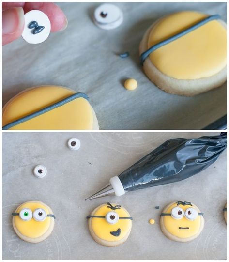 how to make Minions cookies > recipes + tutorial from bakeat350.blogspot.com Minions Cookies, Minion Cookies, Minion Cakes, Minions Birthday, Minions Party, Minion Birthday Party, Minion Cake, Minion Birthday, Minion Party