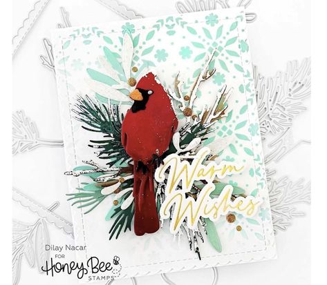 Honey Bee Stamps Winter Birds, Honey Bee Winter Birds, Lovely Layers Winter Birds, Honey Bee Stamps Lovely Layers Winter Birds, Honey Bee Stamps Lovely Layers, Cardinal Cards, Bee Designs, Winter Greenery, Winter Birds