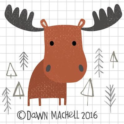 dawn machell: 2016 Moose Illustration Cute, Moose Illustration, Dawn Machell, Too Much Work, Postal Vintage, Simple Illustration, Naive Art, Not Enough, 귀여운 동물