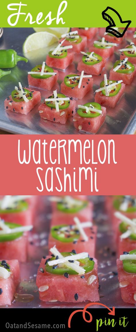 Watermelon Sashimi, Watermelon Appetizer, Appetizer Healthy, Fruit Recipes Healthy, Healthy Sweet Snacks, Appetizers For A Crowd, Dessert Aux Fruits, Appetizer Bites, Watermelon Recipes