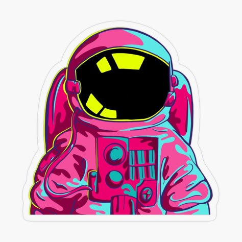 Get my art printed on awesome products. Support me at Redbubble #RBandME: https://www.redbubble.com/i/sticker/Psychedelic-Astronaut-by-yaseminarin/49023718.O9UDB?asc=u Cool Stickers Art, Astronaut Sticker, Space Stickers, Stickers Cool, Posca Marker, Astronaut Art, Printed Stickers, Plastic Stickers, Astronauts In Space