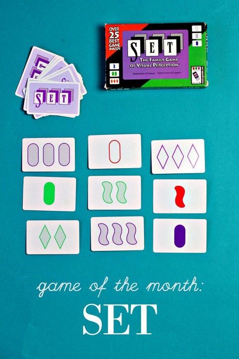 Game of the Month: Set Card Game | What Do We Do All Day? | Bloglovin’ Single Player Card Games, Structured Play, Family Time Activities, Logic Thinking, Spatial Reasoning, Bored Games, Thinking Games, Teen Party Games, Play Therapy Techniques