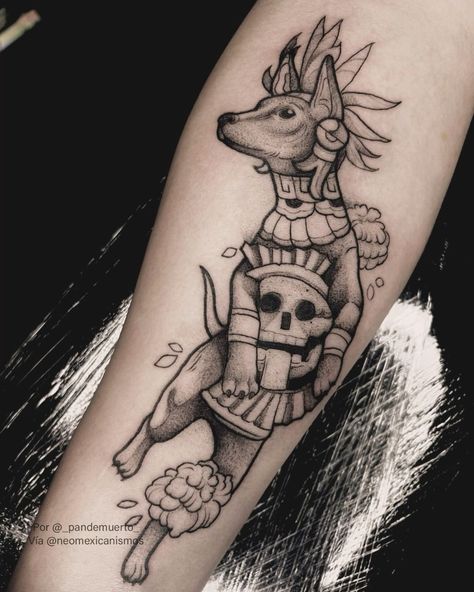 Xolo Dog Tattoo, Aztec Culture Tattoo, Aztec Dog Tattoo, Tonantzin Tattoo, Xoloitzcuintle Tattoo, Alebrijes Tattoo, Azteca Tattoo Mexican, Small Aztec Tattoo, Alebrije Tattoo