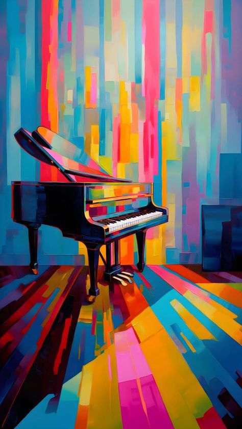 Musical Abstract Art, Piano Design Illustration, Music Art Painting Abstract, Piano Art Wallpaper, Music Illustration Artworks, Music Artwork Paintings, Modern Pop Art Painting, Abstract Music Art, Painting Piano