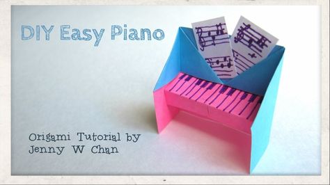 This tiny paper piano is fit to accompany a tiny violin for a sad song. Learn how to fold an easy DIY origami piano with just one small square of paper. Origami Piano, Paper Piano, Musical Crafts, Piano Crafts, Piano Easy, Origami Tutorial Easy, Homemade Instruments, Folding Origami, Music Crafts