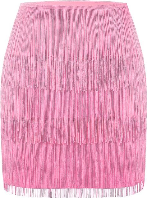 Amazon.com: MANER Women’s Fringe Skirt Stretchy Sparkly Bodycon Tassel Trim Mini Skirt (XX-Large, Pink) : Clothing, Shoes & Jewelry Pink Clothing, Fringe Skirt, Best Part Of Me, Shoes Jewelry, Mini Skirt, Top Styles, Tassels, Fashion Branding, Shoe Jewelry