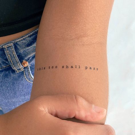 This Too Shall Pass Temporary Tattoo set of 3 - Etsy Australia Typewriter Font Tattoo, Writer Tattoo, Australia Tattoo, Motivational Tattoos, Tattoos Pinterest, 16 Tattoo, Cute Simple Tattoos, Petite Tattoos, Temp Tattoo