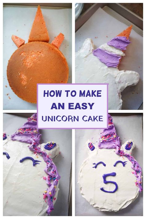 How to Make an Easy Unicorn Cake | This Simple Unicorn Cake Design comes together easily and is perfect for birthday celebrations. Unicorn Diy Cake, Simple Unicorn Cake Design, Unicorn Cake Easy, Simple Unicorn Cake, Diy Unicorn Birthday Cake, Unicorn Cake Design, Diy Unicorn Cake, Easy Unicorn Cake, 5 Cake