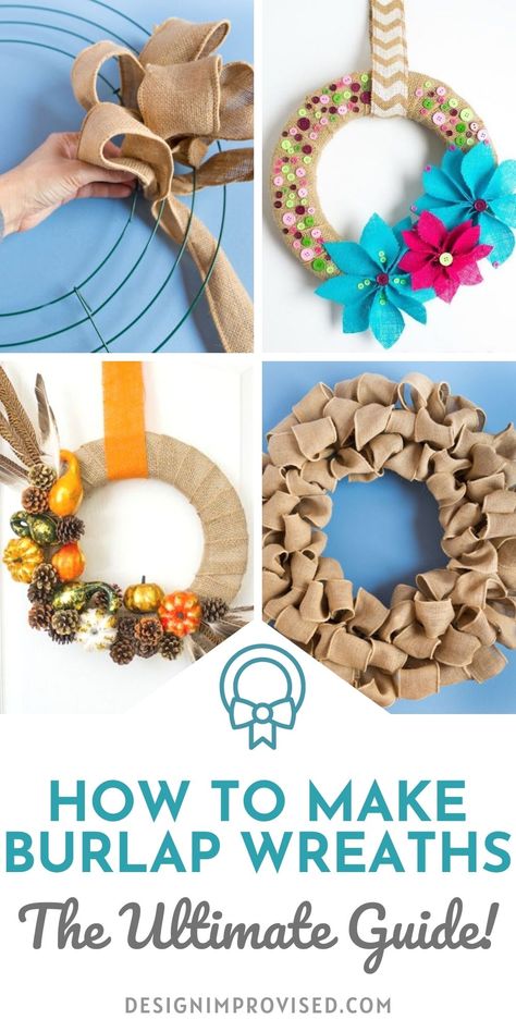 This is the ultimate guide to making DIY burlap wreaths. If you want to make a burlap wreath but aren't sure where to start, you need this! Hessian Wreath, Easy Burlap Wreath Tutorial, Burlap Christmas Wreaths, Burlap Wreath Ideas, Easy Wreaths To Make, Easter Wreaths Diy, Making Burlap Wreaths, Burlap Roses Tutorial, Diy Wreaths Easy