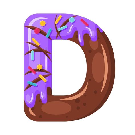 Donut cartoon D letter vector illustration. Biscuit bold font style. Glazed capital letter with icing. Tempting flat design typography. Chocolate alphabet. Pastry, bakery isolated clipart Donut Cartoon, Candy Letters, Alphabet Letters Images, Kindergarten Art Lessons, Alphabet Letters Design, Desain Buklet, Paper Flower Art, Instagram Editing Apps, Letter Vector