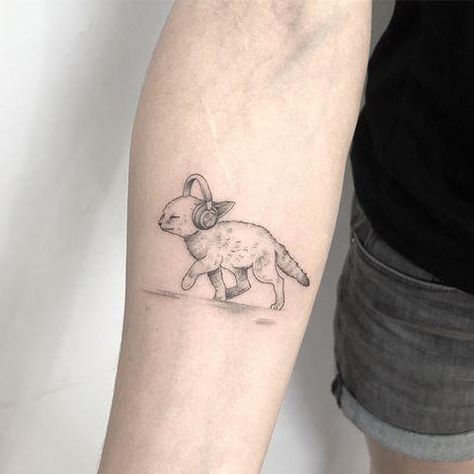 Cat Tatto, Cat Music, Music Tattoo, Warsaw Poland, Fine Line Tattoos, Cat Tattoo, Warsaw, Tattoo Artist, Small Tattoos