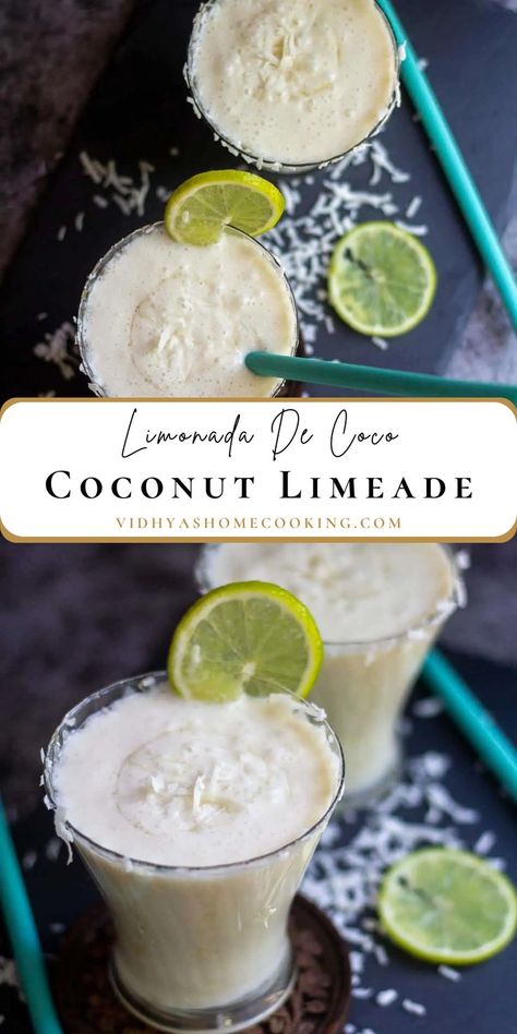 Limonada De Coco Coconut Limeade, Recipe For Summer, Coconut Drinks, Drink Recipes Nonalcoholic, Agua Fresca, Drinks Alcohol Recipes, Alcohol Recipes, Smoothie Drinks, Party Drinks