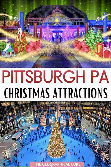 Christmas In Pittsburgh, Pittsburgh Christmas, Europe Winter Travel, Visit Pittsburgh, Trees Lights, Usa Places To Visit, Winter Travel Essentials, Holiday Train, Christmas Destinations