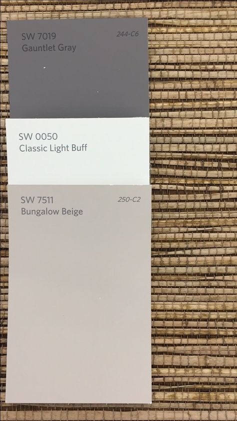 Beige Grey Exterior House, Grey And Beige Exterior House, Grey Tile Color Scheme, Classic House Style Interior, Beige And Gray Exterior House, Beige Trim Exterior House, What Color Paint Goes With Gray Cabinets, Grey And Beige Hallway, Classic Light Buff Sherwin Williams Exterior Colors