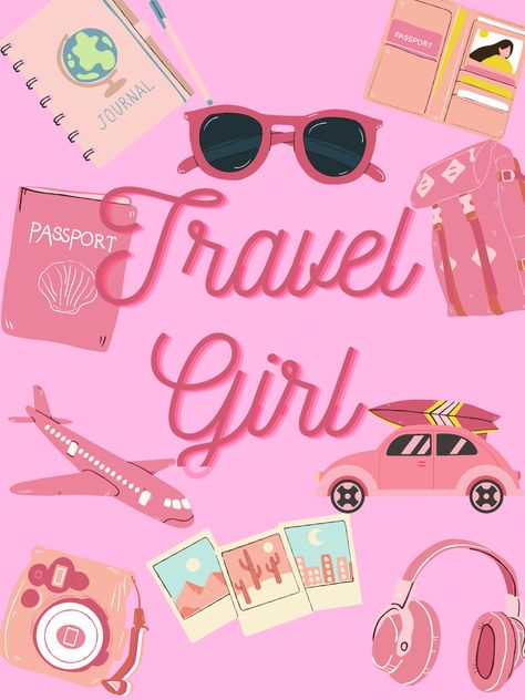 Travel Barbie, Chat Background, Girls Luggage, Kindle Cases, Wallpaper Travel, Apple Wallpapers, Mary Blair, Pink Travel, Pink Images