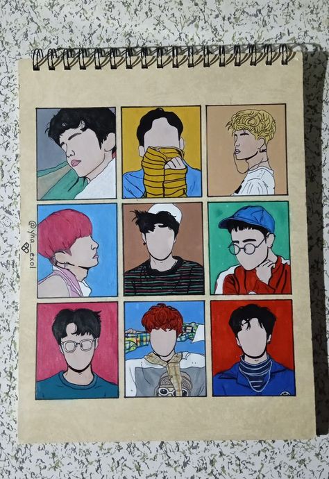 #EXO #exol #exofanart #acrylicpaint #painting Exo Painting, Exo Lucky, Exo Lucky One, Exo Fan Art, 10 Anniversary, 10th Anniversary, Simple Art, Bts Pictures, Painting Art