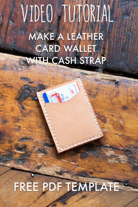 Make a 2 pocket leather card wallet with a cash strap on the back. Not sure how? Check out the build along video tutorial with complete inventory of tools used. Download the template for free! Leather Card Wallet Pattern, Leather Card Holder Pattern, Wallet Pattern Free, Card Wallet Pattern, Leather Patterns Templates, Recycled Firefighter, Diy Leather Wallet, Leather Front Pocket Wallet, Leather Working Patterns