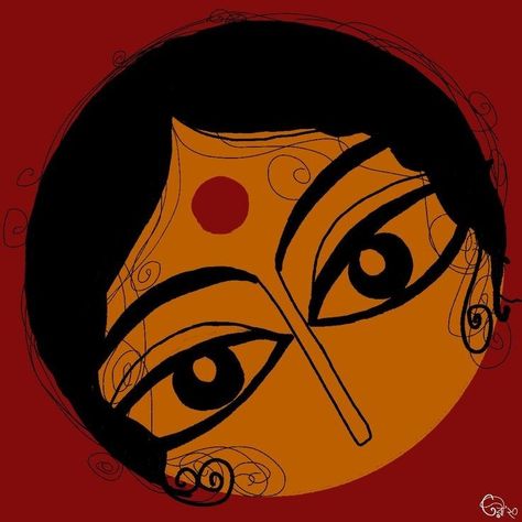 Bengali Paintings Art, Bengali Kolka Art, Bengali Drawing Ideas, Bengal Art Paintings, Kathgolap Painting, Madhubani Illustration, Durga Illustration Art, Illustration Art Indian, Bengali Folk Art Painting