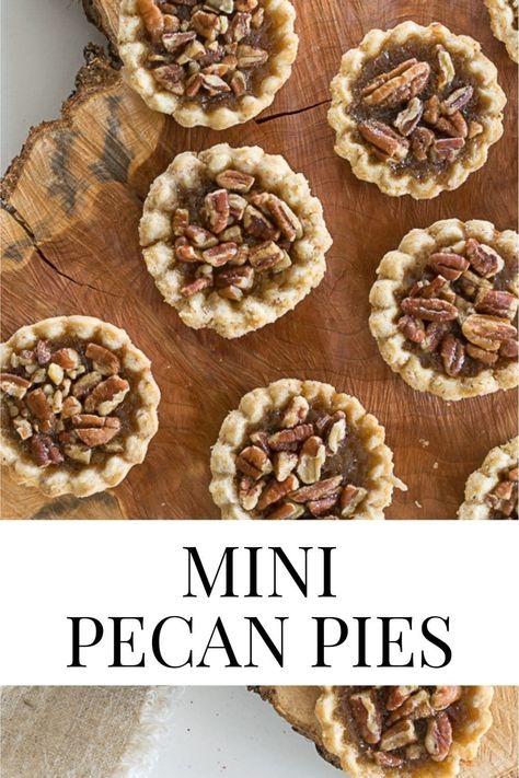 Indulge in the deliciousness of these Mini Pecan Pies! With a flaky crust and gooey filling, they are the perfect bite-sized treat for any occasion. https://nourishandnestle.com/mini-pecan-pies/ Individual Pecan Pies Recipe, Mini Pecan Pie Bites, Small Pecan Pies, Pecan Pie Tarts Recipe, Individual Pecan Pies, Pecan Pie Mini, Pecan Tartlets, Mini Pecan Pie Recipes, Mini Pecan Pie