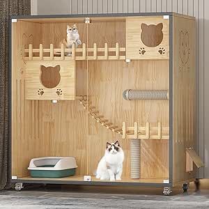 Cat Enclosure Indoor, Indoor Outdoor Cat, Cat Villa, Wooden Cat House, Cat Houses Indoor, Cat Houses, Cat Cage, Outdoor Cat Enclosure, Outdoor Cat